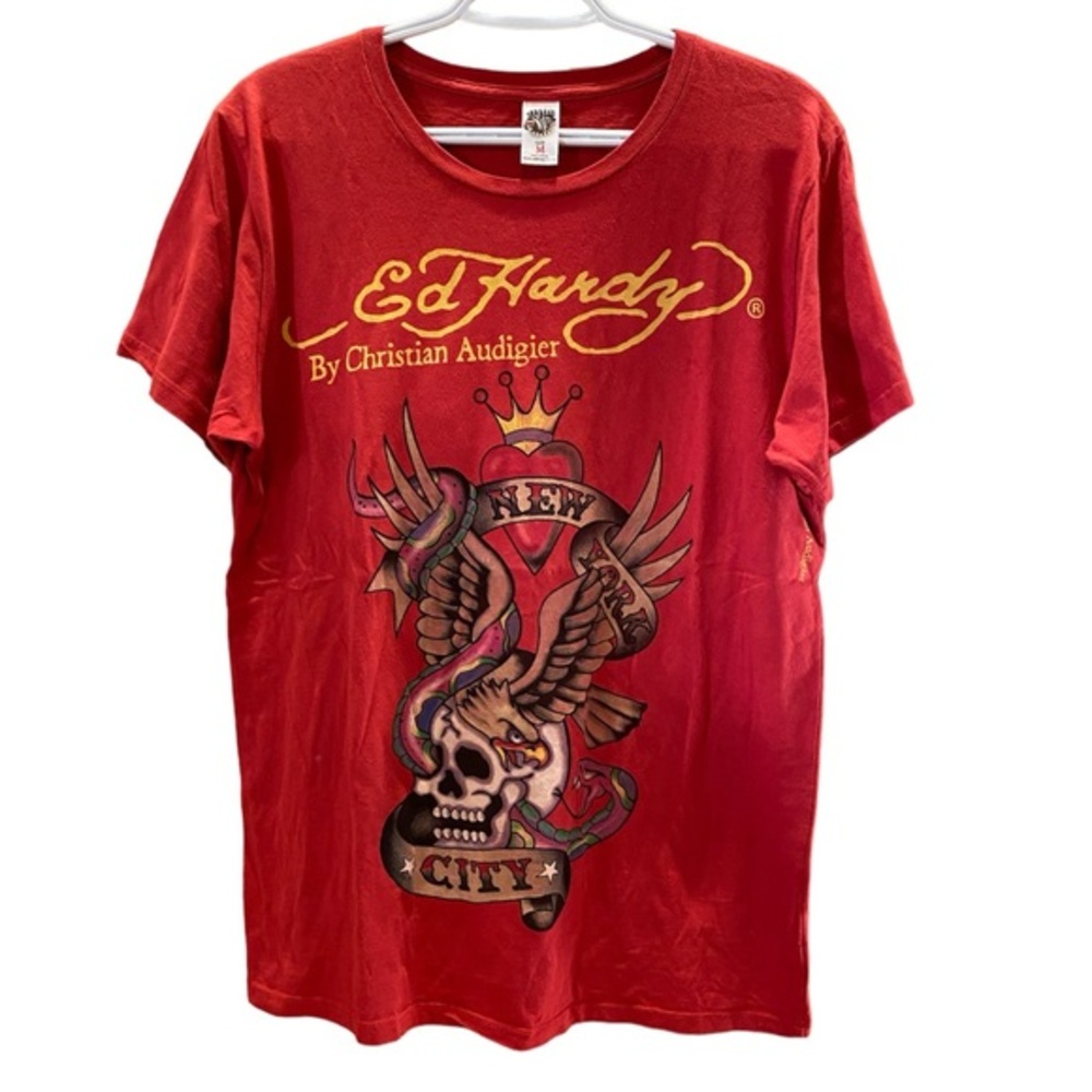 Vintage Ed Hardy Graphic Tee T-shirt Red Medium EUC Like New